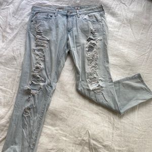Cropped skinny distressed jeans